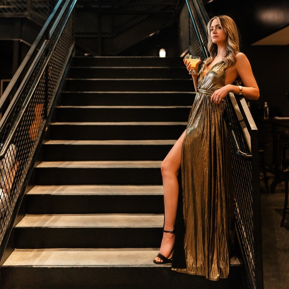 Glam metallic gold dress✨